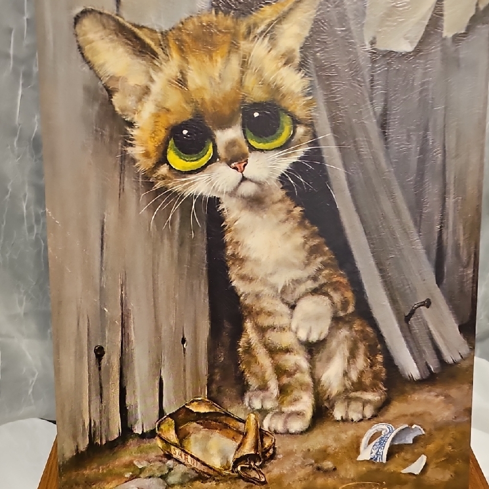 VTG Brown Tabby Cat Art Print  "Pitty Kitty" - Litho Print - Picture 10 of 12